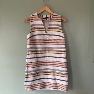 Orange Yellow Grey Striped French Etam Mini Dress